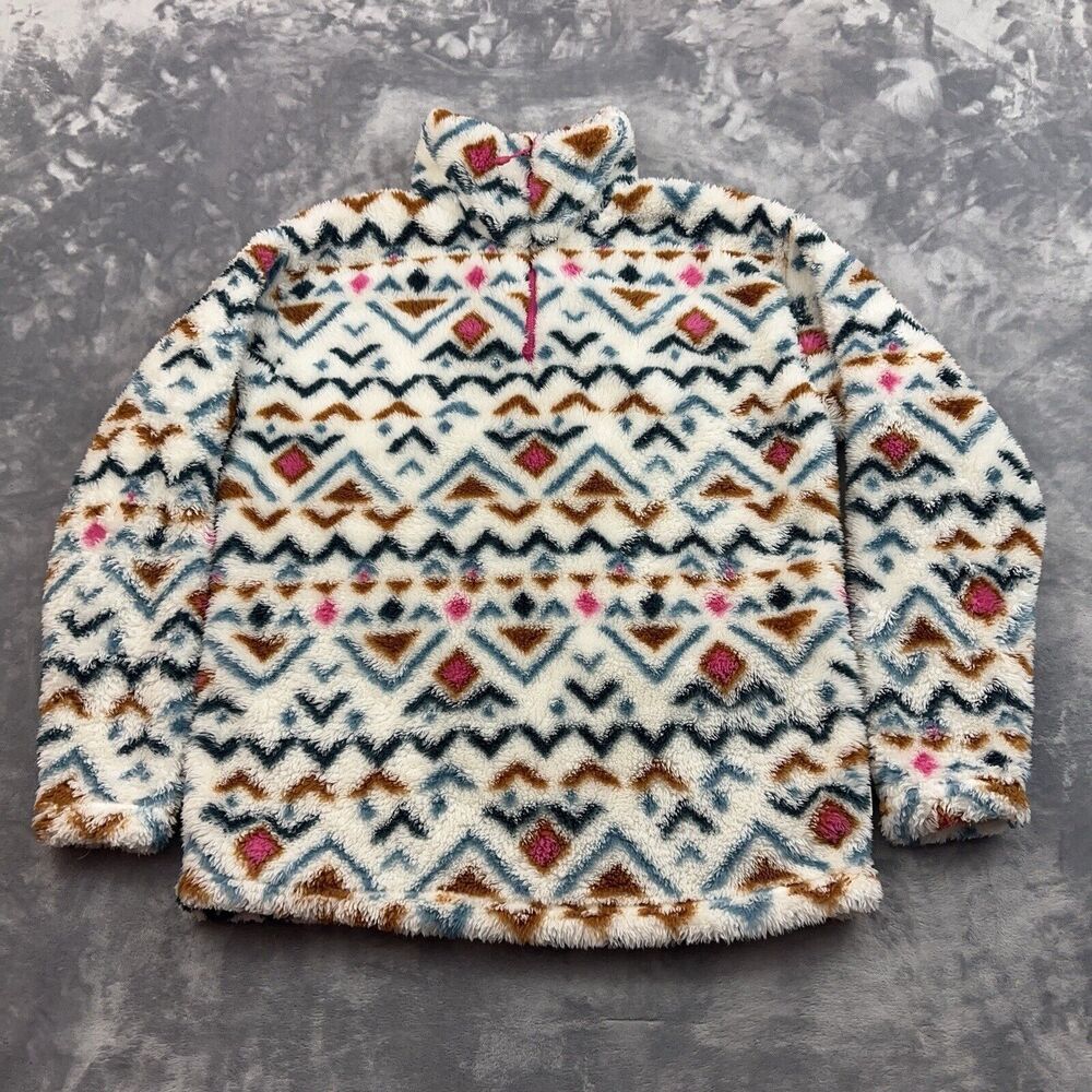 Eddie Bauer Fleece Women's Size Small Aztec All Over Print 1/4 Zip Sweater